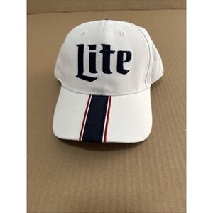 Miller‎ Lite Beer Brad Keselowski 2 Nascar Penske Hat Cap White Blue Strap back.